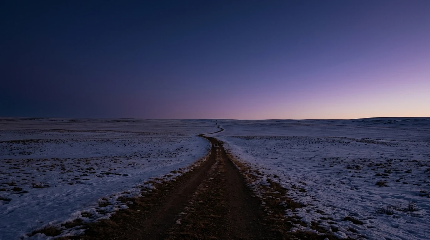 a vast winter plain at dusk, a path toward the first hint of dawn, on the nine weeks nobody talks about - The Endurant Way